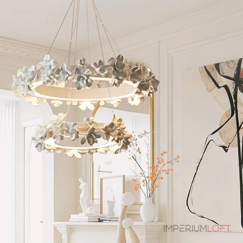 Подвесная люстра Numbo Flowers B P2 D70 D100 с цветочным декором плафона от Vinsa