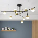 Люстра на штанге Kink Light Навия 07636-9,20 с шарами из стекла и металла от Kink Light