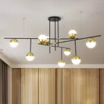 Люстра на штанге Kink Light Навия 07636-9,20 с шарами из стекла и металла от Kink Light
