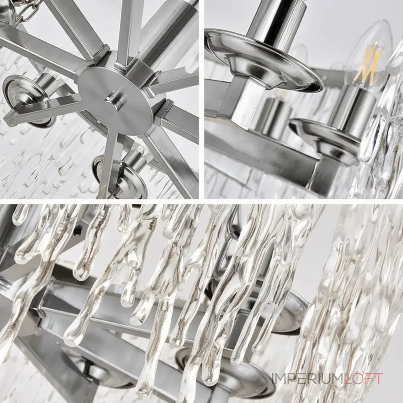 Подвесная люстра SPRING D50 Chrome со стеклянным фактурным плафоном Подвесная люстра SPRING D50 Chrome со стеклянным фактурным плафоном