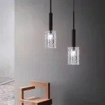 Подвесной светильник VALDIS P1 Black с фактурным стеклянным плафоном