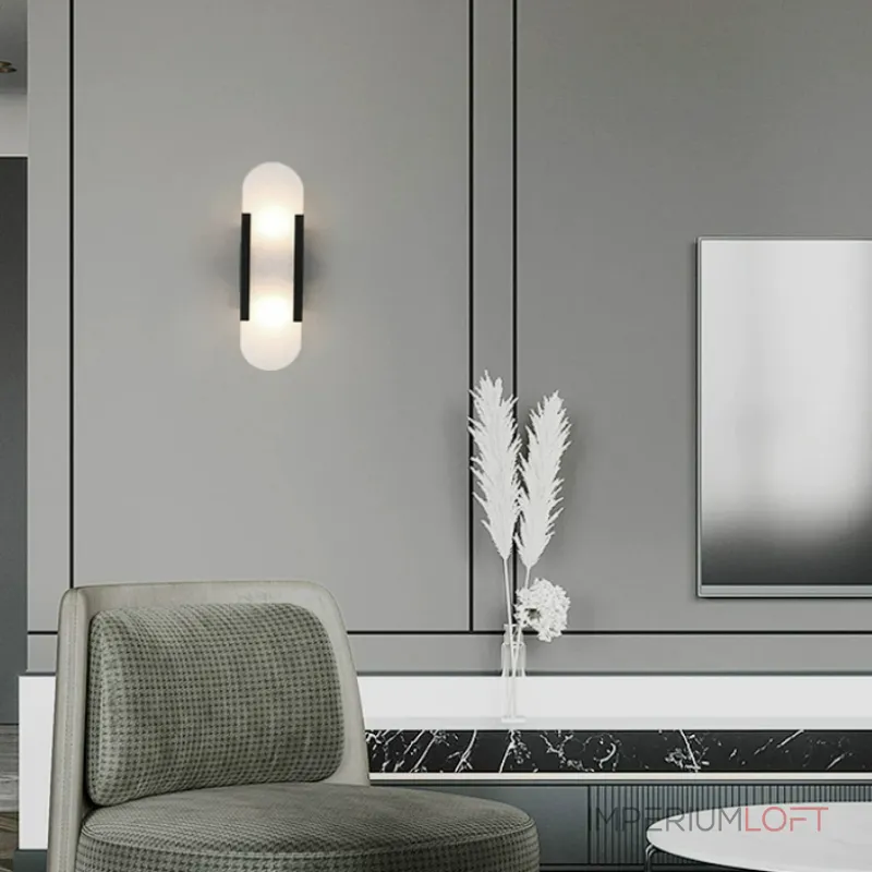 Бра MELANGE ELONGATED SCONCE Black с лаконичным плафоном