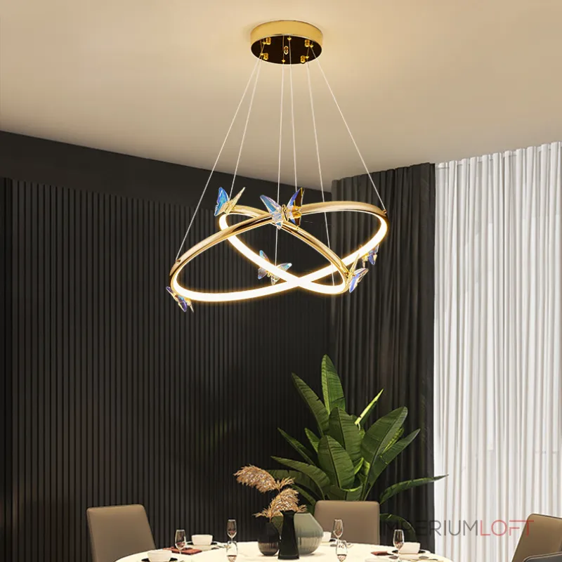 Подвесная люстра Crystal Butterfly P2 D40 D60 с хрустальными бабочками от Vinsa
