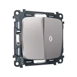 Комплект механизма 2-кл выключателя с самовозвратом с подсветкой 5600K Ambrella Volt OMEGA MO504055