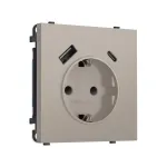 Комплект механизма электрической розетки 2USB A+C 20W (быстрая зарядка) с/з и шторками Ambrella Volt SIGMA MS370010