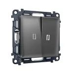 Комплект механизма 2-кл выключателя с самовозвратом с подсветкой 5600K Ambrella Volt ALFA MA654055