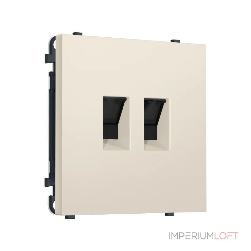 Комплект механизма компьютерной двойной розетки RJ-45 (8P8C) CAT6 с защитной шторкой Ambrella Volt SIGMA MS332110