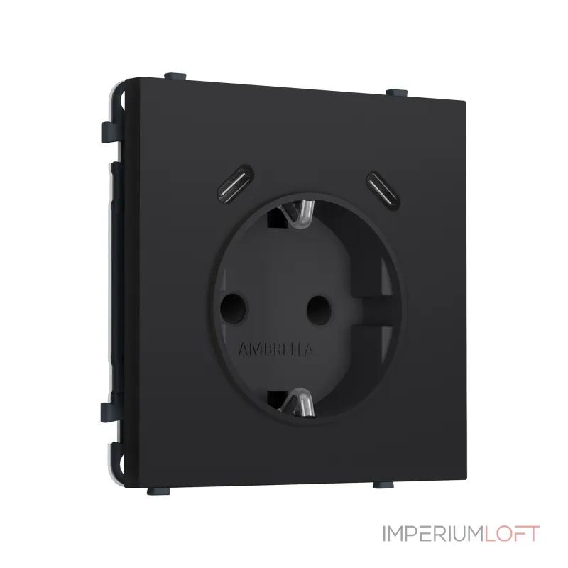Комплект механизма электрической розетки 2USB С+C 20W (быстрая зарядка) с/з со шторками Ambrella Volt SIGMA MS990510