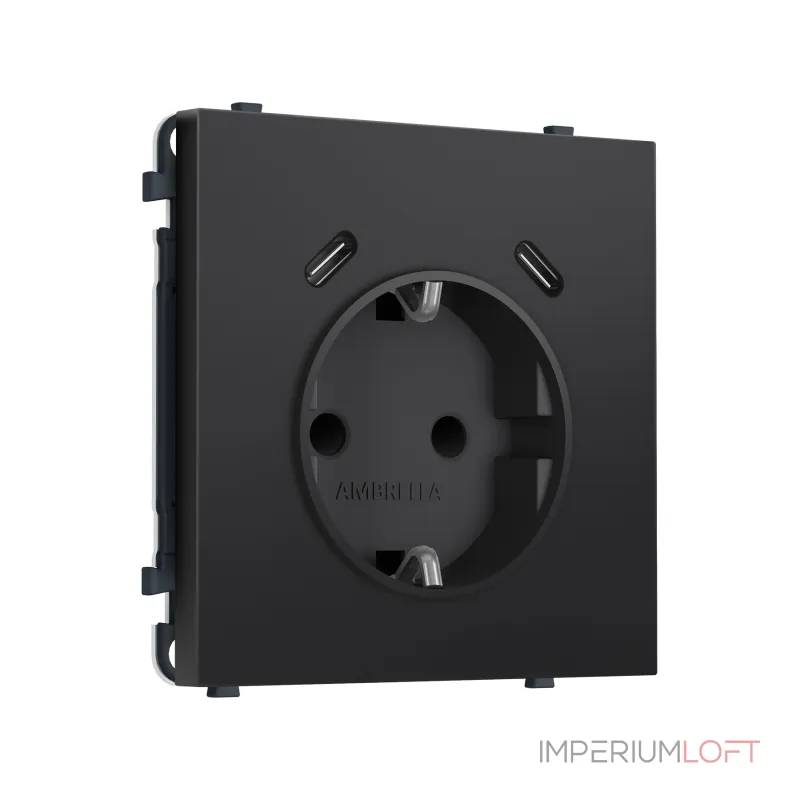 Комплект механизма электрической розетки 2USB С+C 20W (быстрая зарядка) с/з со шторками Ambrella Volt SIGMA MS810510