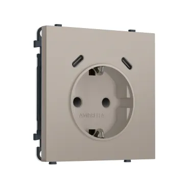 Комплект механизма электрической розетки 2USB С+C 20W (быстрая зарядка) с/з со шторками Ambrella Volt SIGMA MS370510