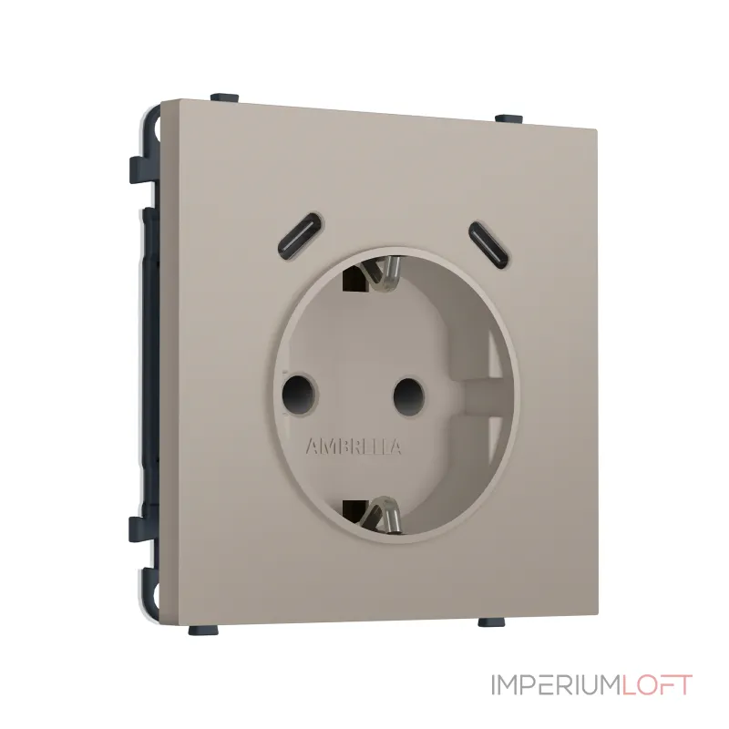 Комплект механизма электрической розетки 2USB С+C 20W (быстрая зарядка) с/з со шторками Ambrella Volt SIGMA MS370510