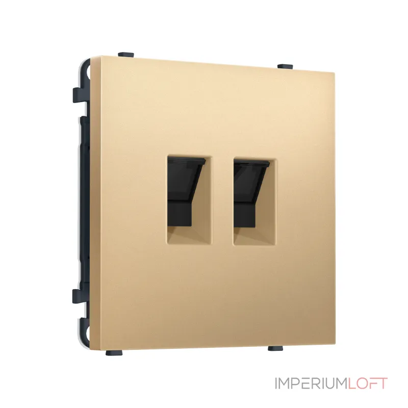 Комплект механизма компьютерной двойной розетки RJ-45 (8P8C) CAT6 с защитной шторкой Ambrella Volt SIGMA MS892110