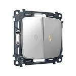 Комплект механизма 2-кл выключателя с самовозвратом с подсветкой 3200K Ambrella Volt OMEGA MO404050