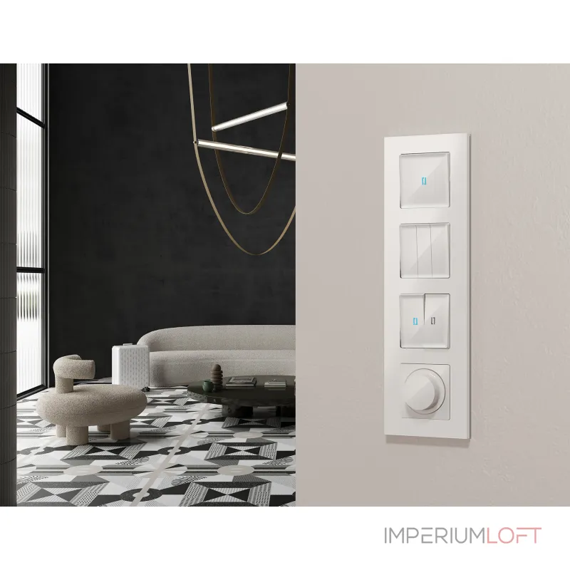 Комплект механизма 2-кл выключателя с самовозвратом с подсветкой 10000K Ambrella Volt ALFA MA104060