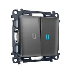 Комплект механизма 2-кл выключателя с самовозвратом с подсветкой 10000K Ambrella Volt ALFA MA654060