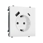 Комплект механизма электрической розетки 2USB A+C 20W (быстрая зарядка) с/з и шторками Ambrella Volt SIGMA MS830010