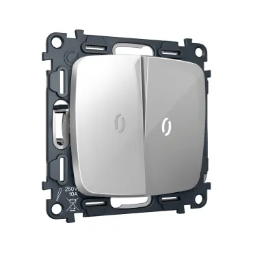 Комплект механизма 2-кл выключателя с самовозвратом с подсветкой 5600K Ambrella Volt OMEGA MO404055 Комплект механизма 2-кл выключателя с самовозвратом с подсветкой 5600K Ambrella Volt OMEGA MO404055