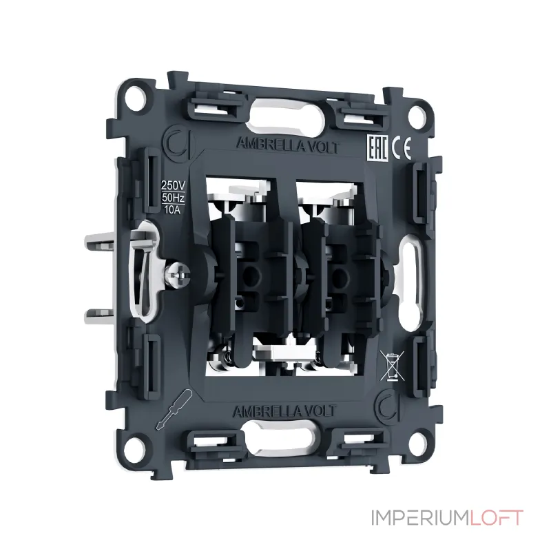 Механизм 2-клавишного выключателя с самовозвратом 10A-250V Ambrella Volt VM PR129