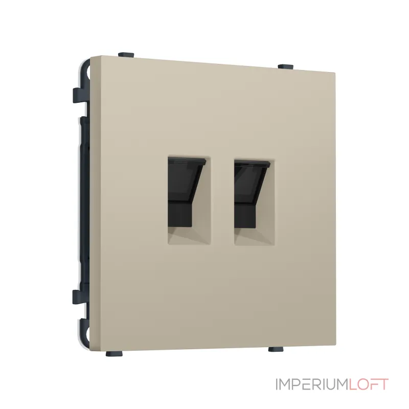 Комплект механизма компьютерной двойной розетки RJ-45 (8P8C) CAT6 с защитной шторкой Ambrella Volt SIGMA MS352110