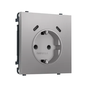 Комплект механизма электрической розетки 2USB С+C 20W (быстрая зарядка) с/з со шторками Ambrella Volt SIGMA MS510510