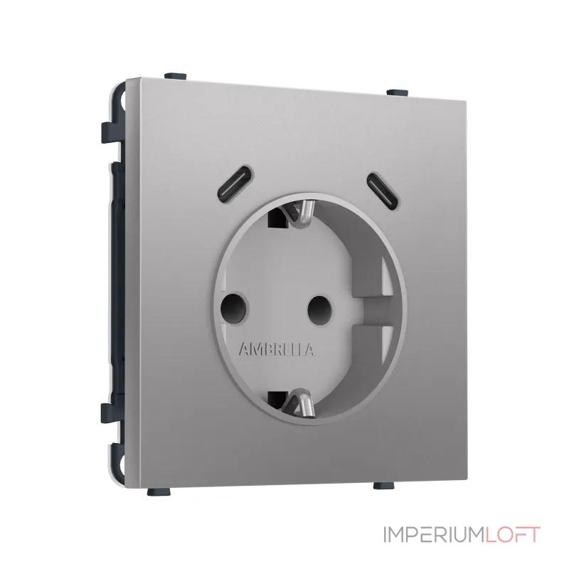 Комплект механизма электрической розетки 2USB С+C 20W (быстрая зарядка) с/з со шторками Ambrella Volt SIGMA MS510510