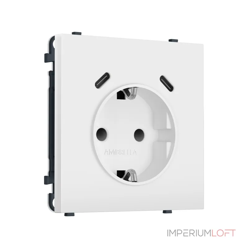 Комплект механизма электрической розетки 2USB С+C 20W (быстрая зарядка) с/з со шторками Ambrella Volt SIGMA MS830510