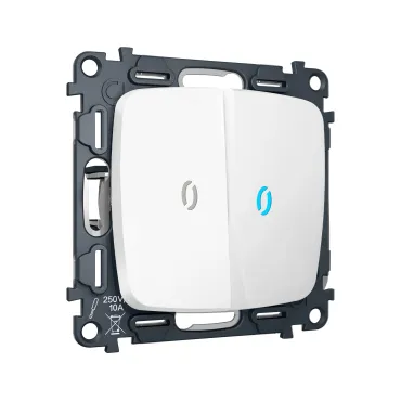 Комплект механизма 2-кл выключателя с самовозвратом с подсветкой 10000K Ambrella Volt OMEGA MO124060