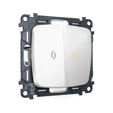 Комплект механизма 2-кл выключателя с самовозвратом с подсветкой 3200K Ambrella Volt OMEGA MO104050