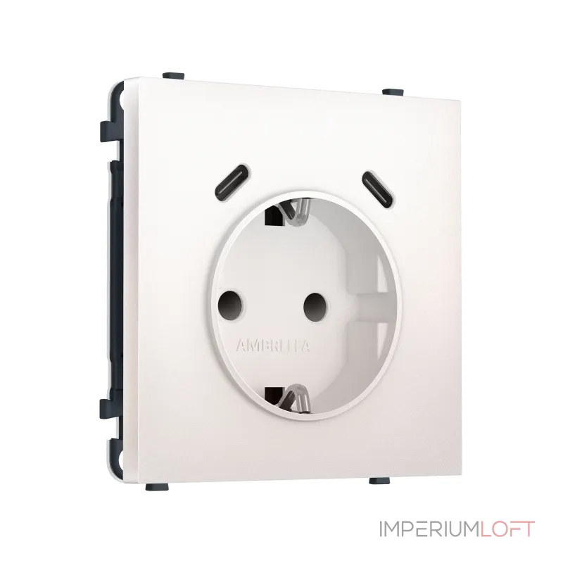 Комплект механизма электрической розетки 2USB С+C 20W (быстрая зарядка) с/з со шторками Ambrella Volt SIGMA MS210510