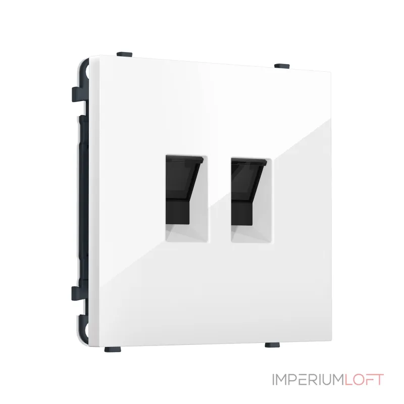 Комплект механизма компьютерной двойной розетки RJ-45 (8P8C) CAT6 с защитной шторкой Ambrella Volt SIGMA MS112110