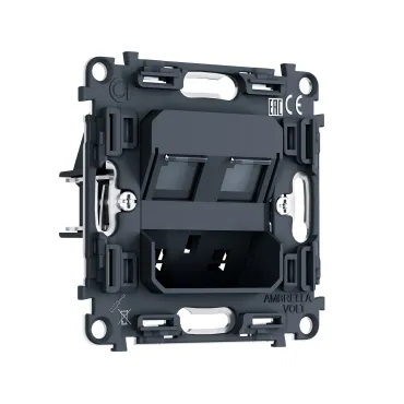 Механизм компьютерной двойной розетки RJ-45 (8P8C) CAT6 1000 Base-T с автоматической защитной шторкой Ambrella Volt VM PR189 Механизм компьютерной двойной розетки RJ-45 (8P8C) CAT6 1000 Base-T с автоматической защитной шторкой Ambrella Volt VM PR189