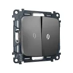 Комплект механизма 2-кл выключателя с самовозвратом с подсветкой 5600K Ambrella Volt OMEGA MO654055