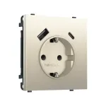 Комплект механизма электрической розетки 2USB A+C 20W (быстрая зарядка) с/з и шторками Ambrella Volt SIGMA MS550010
