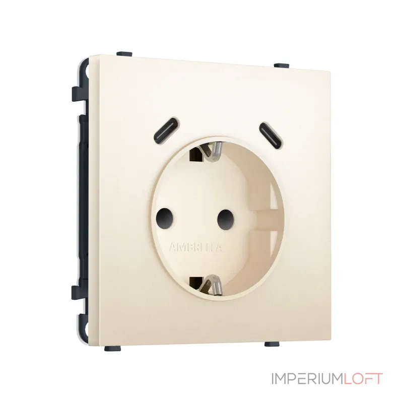 Комплект механизма электрической розетки 2USB С+C 20W (быстрая зарядка) с/з со шторками Ambrella Volt SIGMA MS250510