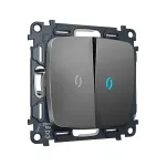 Комплект механизма 2-кл выключателя с самовозвратом с подсветкой 10000K Ambrella Volt OMEGA MO654060