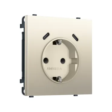 Комплект механизма электрической розетки 2USB С+C 20W (быстрая зарядка) с/з со шторками Ambrella Volt SIGMA MS550510