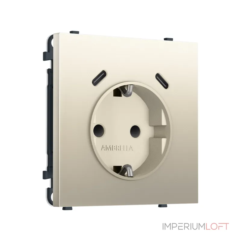 Комплект механизма электрической розетки 2USB С+C 20W (быстрая зарядка) с/з со шторками Ambrella Volt SIGMA MS550510