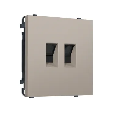 Комплект механизма компьютерной двойной розетки RJ-45 (8P8C) CAT6 с защитной шторкой Ambrella Volt SIGMA MS372110