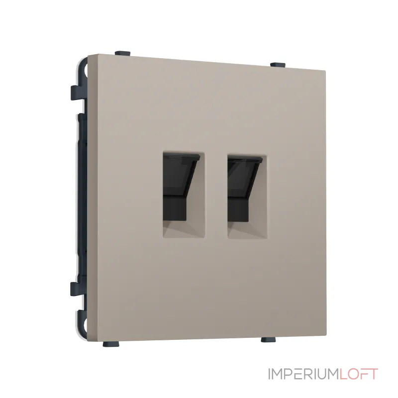 Комплект механизма компьютерной двойной розетки RJ-45 (8P8C) CAT6 с защитной шторкой Ambrella Volt SIGMA MS372110