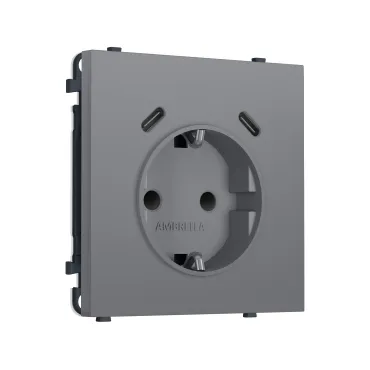 Комплект механизма электрической розетки 2USB С+C 20W (быстрая зарядка) с/з со шторками Ambrella Volt SIGMA MS870510