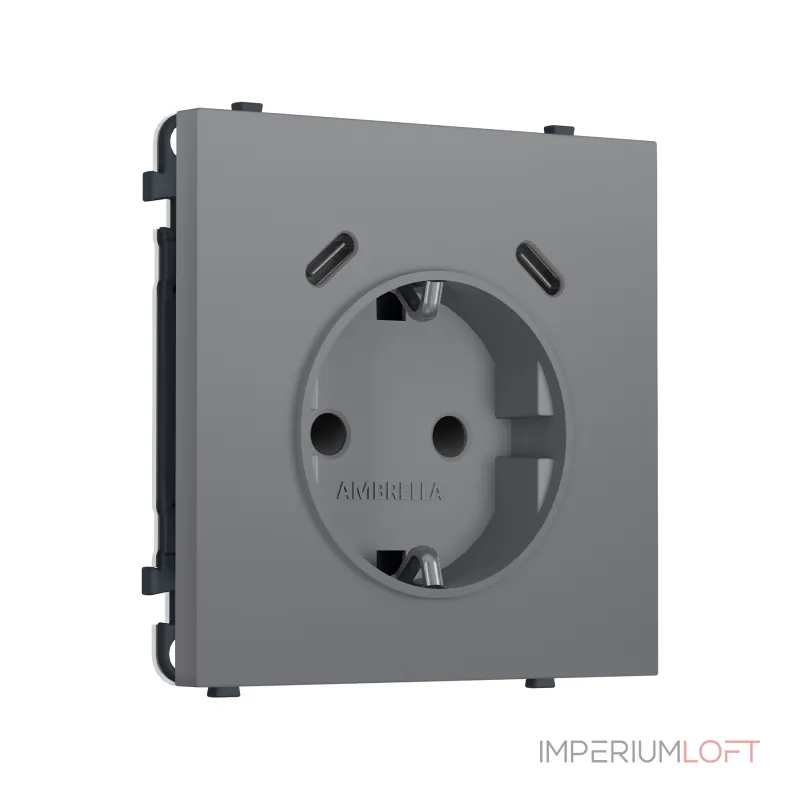 Комплект механизма электрической розетки 2USB С+C 20W (быстрая зарядка) с/з со шторками Ambrella Volt SIGMA MS870510