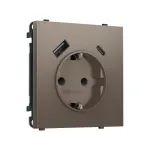 Комплект механизма электрической розетки 2USB A+C 20W (быстрая зарядка) с/з и шторками Ambrella Volt SIGMA MS640010