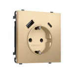 Комплект механизма электрической розетки 2USB A+C 20W (быстрая зарядка) с/з и шторками Ambrella Volt SIGMA MS890010