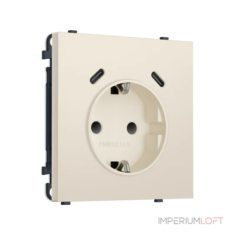 Комплект механизма электрической розетки 2USB С+C 20W (быстрая зарядка) с/з со шторками Ambrella Volt SIGMA MS330510