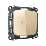 Комплект механизма 2-кл выключателя с самовозвратом с подсветкой 3200K Ambrella Volt OMEGA MO604050