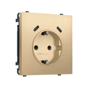 Комплект механизма электрической розетки 2USB С+C 20W (быстрая зарядка) с/з со шторками Ambrella Volt SIGMA MS890510