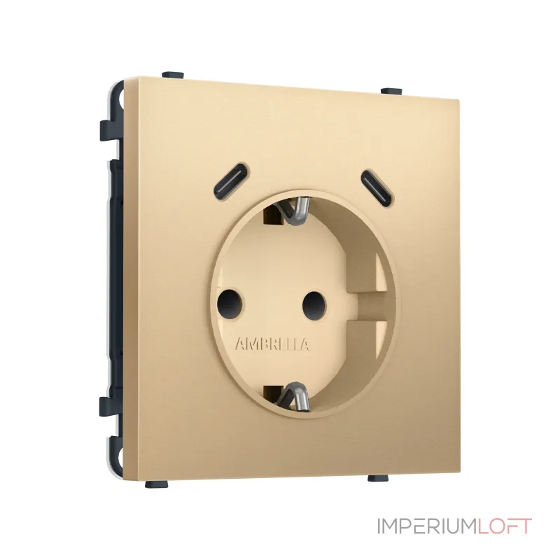 Комплект механизма электрической розетки 2USB С+C 20W (быстрая зарядка) с/з со шторками Ambrella Volt SIGMA MS890510