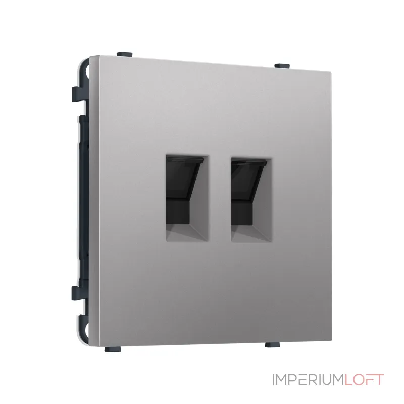 Комплект механизма компьютерной двойной розетки RJ-45 (8P8C) CAT6 с защитной шторкой Ambrella Volt SIGMA MS512110