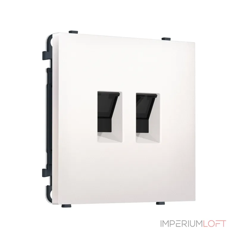 Комплект механизма компьютерной двойной розетки RJ-45 (8P8C) CAT6 с защитной шторкой Ambrella Volt SIGMA MS212110