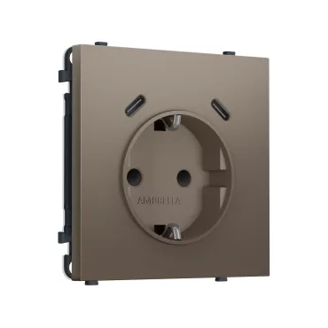 Комплект механизма электрической розетки 2USB С+C 20W (быстрая зарядка) с/з со шторками Ambrella Volt SIGMA MS640510
